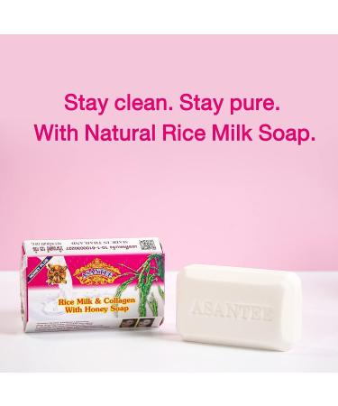 Asantee Rice Milk Collagen Honey Body Soap 125g - Soft, Clear, Radiant Skin - Long-Lasting Scent - Buy Online on SooperMarket.com