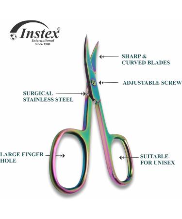 INSTEX Professional Cuticle Nail Scissors & Files Set | Curved Steel Blade for Thick Toenails & Manicure Pedicure | Men Women Beard Nose Trimming | Blue Multicolour - Buy Online on SooperMarket.com