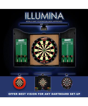 ONE80 ILLUMINA Dartboard Lighting System - Clear Vision Design, Sunlight Effect, Tape Measure & Level - Dartboard & Surround Not Included - Buy Online on SooperMarket.com