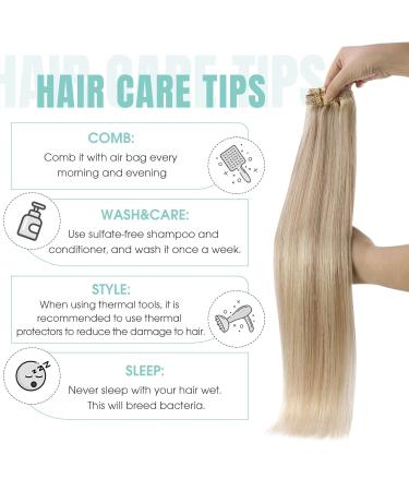 Youngsee Clip-In Hair Extensions - 35cm Real Hair 120g - Ashblond & Platinum Highlights - 7 Pieces - Buy Online on SooperMarket.com