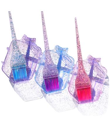 Colortrak Mini Glitter Trio Brush & Bowl Set - Colorful Feather Bristle Brushes & Stackable Color Bowls - Set of 3 - Buy Online on SooperMarket.com