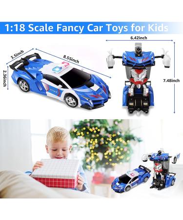 FAFUGANIA Remote Control Car Transform Robot RC Car - 2.4Ghz, 360 Degree Rotating, Drifting Police Toy 1:18 Scale Boys Blue - Buy Online on SooperMarket.com