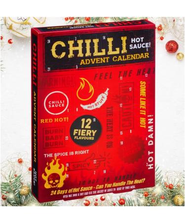 Hot Sauce Advent Calendar 2023-24days Chilli lovers advent festive gift set for men women | Chilli Sauce Variety & Xmas card 500g - Buy Online on SooperMarket.com