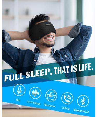Sleep Headphones Breathable Bluetooth V5.4 Eye Mask Sleeping Headphones Wireless Eye Mask Sleep Earbuds for Side Sleeper Women Office Air Travel Cool Tech Gadgets Unique Gifts Loup Pour Dormir Black - Buy Online on SooperMarket.com