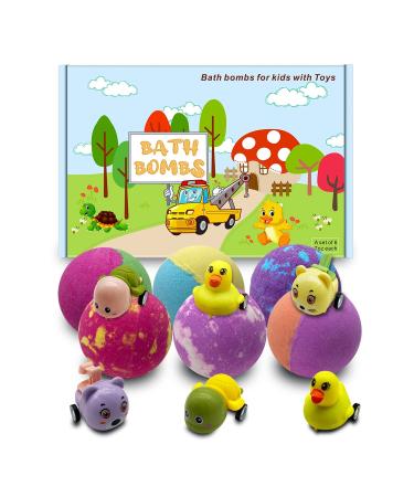 7 Oz Bath Bombs for Kids with Toys Inside Pull-Back Car Surprise 6 Pack Natural Bubble Bath Bombs for Boys Girls with Roll-Back Animal Car Birthday Chirstmas Gift Kit for Child 7 Ounce-12 Pack