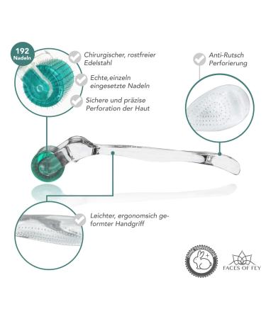 Microneedling Set Faces of Fey - 192 Real Needles Dermaroller Hyaluron Serum & Sanitizer - 0.5mm Nadel Roller for Face & Body Tightening & Modeling - Buy Online on SooperMarket.com