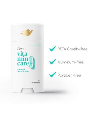 Dove VitaminCare+ Aluminum Free Deodorant Stick Coconut Water & Aloe for 72H Odor Protection Breathable Deodorant for Women 2.6 oz Coconut water + Aloe 2.6 Ounce (Pack of 1) - Buy Online on SooperMarket.com