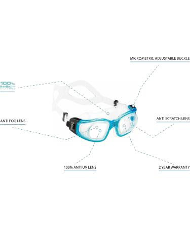 Cressi Galileo Adult Swim Goggles | Tempered Glass Lenses | No Distortion | Made in Italy | Clear/Aquamarine - Buy Online on SooperMarket.com