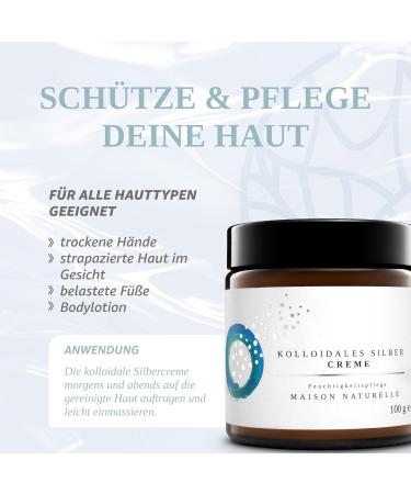 Maison Naturelle Colloidal Silver Cream 100g - Best Natural Silver Cream 2020 | 1000 ppm - Premium Quality 1 Pack - Buy Online on SooperMarket.com