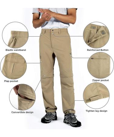 Wespornow Men's Convertible Hiking Pants - Quick Dry Lightweight Cargo Pants for Outdoor Fishing Safari - Khaki X-Large - Buy Online on SooperMarket.com