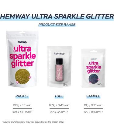 Hemway Premium Ultra Sparkle Glitter 100g - Gold Holographic Fibre | Arts, Crafts, Nails, Cosmetics, Resin | 3.5oz Metallic Flake - Multi Purpose, Festival Ready - Buy Online on SooperMarket.com