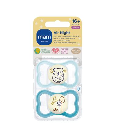 Mam Air Night Silicon Pacifier Set - 2 Tooth-Friendly Baby Pacifiers for 16+ Months | Light & Airy Design with Pacifier Box | Bear & Trees - Buy Online on SooperMarket.com