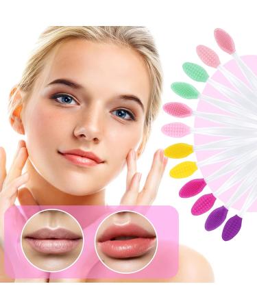 Lusofie 12 PCS Double-Sided Silicone Lip Scrub Brush Set - Exfoliating & Lightening for Men and Women - Buy Online on SooperMarket.com