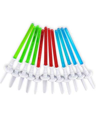 Star Wars Inspired Design Light Sabre Cupcake Decoration Toppers Sticks Picks Set for Children Birthday Party, Fan Shows, Movies, 4" inches Tall (12 Pack)