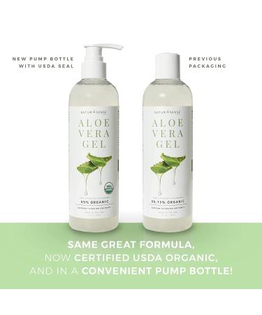 NaturSense Organic Aloe Vera Gel - USDA Certified for Face, Hair, Sunburn, Acne, Razor Bumps, Psoriasis, Eczema, Dry Skin - 12 oz - Buy Online on SooperMarket.com