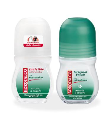 Buy Borotalco Alcohol-Free Deo Roll-On Deodorant - Original 50ml (Pack of 2) | Italian Import | Fast International Shipping - Buy Online on SooperMarket.com