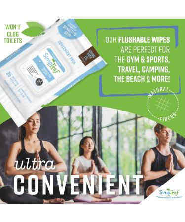 Simpleaf Flushable Wet Wipes | Eco-Friendly, Paraben & Alcohol Free, Hypoallergenic, Safe for Sensitive Skin | Unscented Aloe Vera Formula - 6 Pack (25 Count) - Buy Online on SooperMarket.com