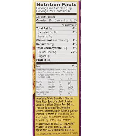Fiber One Soft Baked Oatmeal Raisin Cookies - 6.6 Oz (Pack of 3) - Buy Online on SooperMarket.com