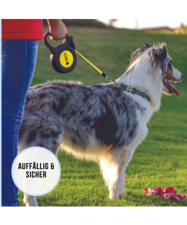 Buy Cong Roll-Out Dog Leash 5m for Large Dogs up to 50kg | High-Quality with Break & Lock System | Soft Handle & Reflective Belt - Yellow-Black - Buy Online on SooperMarket.com