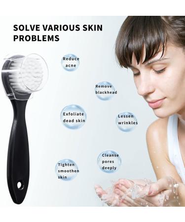 4 Pack Soft Bristle Facial Cleansing Brush with Lid - Gentle Exfoliating and Massage - Black - Buy Online on SooperMarket.com