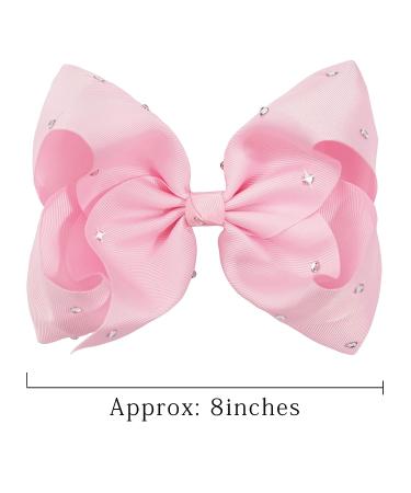 Sparkly Rhinestone 8-Inch Hair Bows Clips - 14 Piece Set for Girls, Toddlers, and Teens - Buy Online on SooperMarket.com