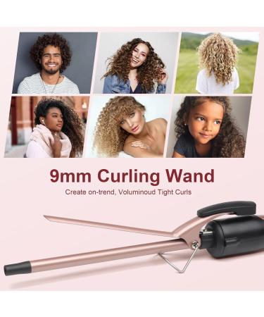 Curling Wand 9MM Thin Curling Iron Tight Curls for All Hair Types Tourmaline Ceramic Barrel 30-Second Heat-Up Long&Short Hair Culer Pro Curling Tongs Black - Buy Online on SooperMarket.com