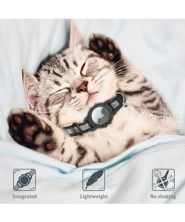 Reflective Airtag Cat Neck Band - Adjustable GPS Collar for Cats & Puppies | Jiarui Black 9-13 Inch (23-33cm) - Buy Online on SooperMarket.com