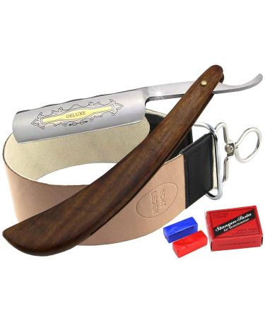 Razor set 3-piece with leather strop and grinding paste