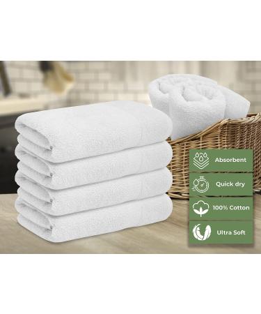 White Cotton Bath Towels Set - Pack of 6 | 24x48 Inch Ultra Soft Spa Towels | 100% Cotton Hotel Collection Towels for Bathroom | Workout Towels - PK 6 - Buy Online on SooperMarket.com