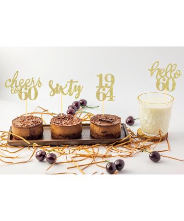 24 Pcs Glitter 60th Birthday Cupcake Toppers for Celebrating Sixty Years Old Birthday Party Decorations (Gold) - Buy Online on SooperMarket.com