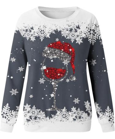Women's Christmas Snowman & Penguin Sweatshirt - Dark Gray | Cozy Winter Pullover - Buy Online on SooperMarket.com