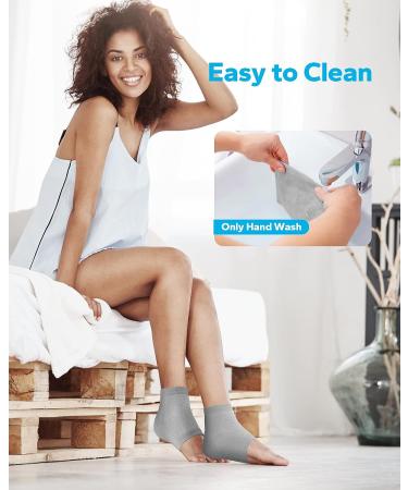 MoistMate Heel Socks for Dry Cracked Feet - Foot Care Repair and Moisturizing - Aloe Spa Socks for Men and Women (Grey, 2 Pairs) - Buy Online on SooperMarket.com