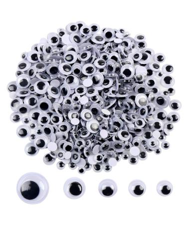 DECORA 500 Pieces 6mm -12mm Black Wiggle Googly Eyes with Self-adhesive for Crafts Decorations 500pcs