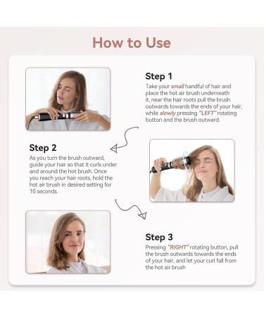 WEEYUM Rotating Blow Dryer Brush - 3-in-1 Hot Air Spin Brush Set with 2 Interchangeable Brushes for Volumizing Drying Straightening & Curling - International Shipping Available - Buy Online on SooperMarket.com