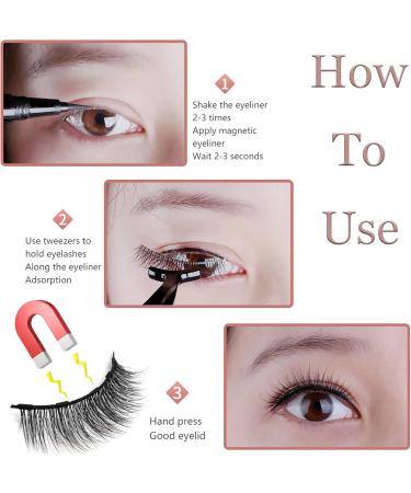 Magnetic Eyelashes natural look 2 Tubes of Black Magnetic Eyeliner and 7 Pairs 3D eyelashes magnetic Reusable False Eyelashes Magnetic Lashes Easy to Wear Waterproof-No Glue Needed 7 Pairs magnetic eyelashes - Buy Online on SooperMarket.com