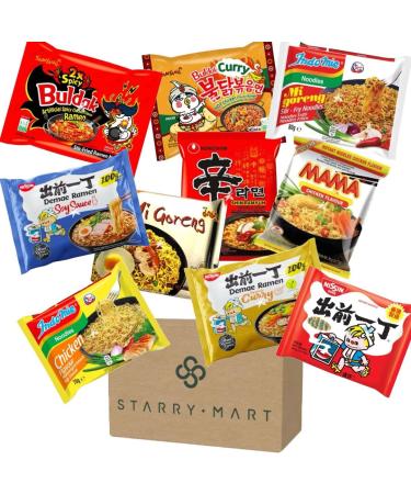 Samyang Nissin Indomie Nongshim & MAMA Asian Popular Brand Ramen Noodles Tasting Bundle (10 Packs 10 Different Flavours)