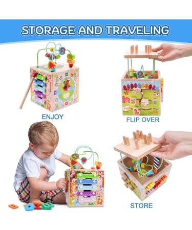 Shop Montessori Motor Cube Toys for 1-3 Year Olds | Activity Cubes for Babies 12-18 Months | Perfect Gift for Boys & Girls | Wooden Motor Skills Toys (Pink) - Buy Online on SooperMarket.com