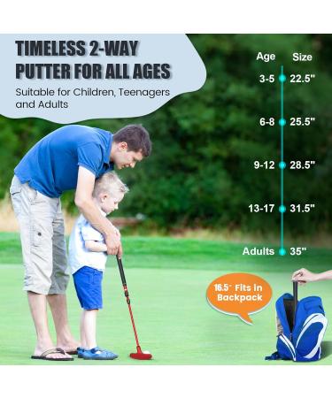 ToVii Golf Putter 2-Pack | Adjustable Mini Golf Putter for Kids & Adults | Two-Way Right or Left Handed | Junior Golf Clubs with Premium Grip | Blue+Red - Buy Online on SooperMarket.com
