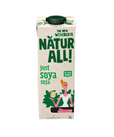 NATUR-ALL | Just Soya Drink Plant-based drink for soya lovers Natural Sustainable Soya drink 100% recyclable Local Ingredients From the field to the carton (Format: 1L 6 unit box)