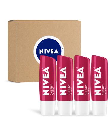 NIVEA Cherry Lip Care - Tinted Lip Balm for Beautiful, Soft Lips - Pack of 4