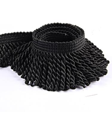 HedongHexi Black Bullion Fringe Trim 5 Yards - 2.5 Inches DIY Fabric Trim for Curtain, Sofa, Clothes - Sewing Decoration - Buy Online on SooperMarket.com