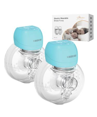 Breast Pump Electrical Hands Free Breast Pump Plainless 2 Modes & 9 Levels with LCD Display Low Noise Rechargeable Wireless Protable Breast Pump with 21mm/24mm Flanges(Blue 2PCS) Breast Pump Hand Free