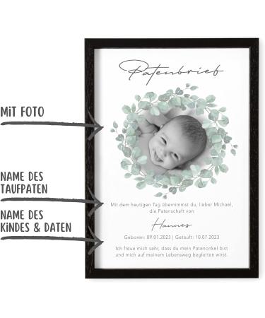 Personalized Godfather Sponsorship Certificate | Unique Photo Gift for Baptism | Custom Eucalyptus Frame Options - Buy Online on SooperMarket.com