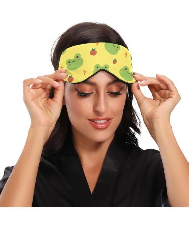 Haskirky Light Blocking Breathable Eye Mask for Adults - Adjustable for Travel, Yoga, Meditation - Cute Frog and Fruit Design - Buy Online on SooperMarket.com