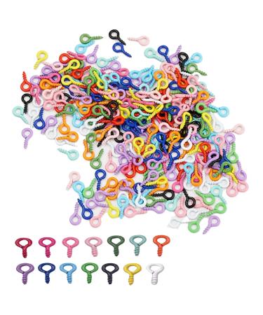 500Pcs Small Screw Eye Pins Color Mini Eyes Screw-in Hooks Jewelry Eye Pin Metal Screw Hooks Ring Mini Metal Hoop Peg for Arts & Crafts Project, DIY Jewelry Making, 4 x 8mm