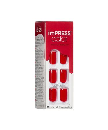 KISS imPRESS Reddy or Not Short Length Press-On Nails w/ PureFit Technology - Includes Prep Pad, Mini Nail File, Cuticle Stick - 30 Fake Nails - Buy Online on SooperMarket.com