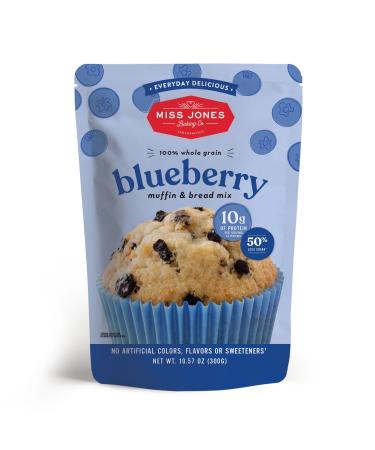 Miss Jones Baking Blueberry Muffin & Bread Mix - Whole Grains, 50% Lower Sugar, Real Blueberries, Vegan Blueberry Muffin Mix, Naturally Sweetened Desserts & Treats (Pack of 1) 10.57 Ounce (Pack of 1)