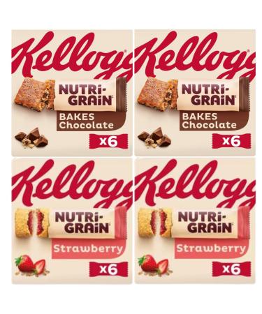Breakfast Bar Bundle With Nutri-Grain Chocolate Chip Snack Bars 6x37g x2 And Nutri-Grain Strawberry Snack Bars 6x37g x2 (4 Pack)