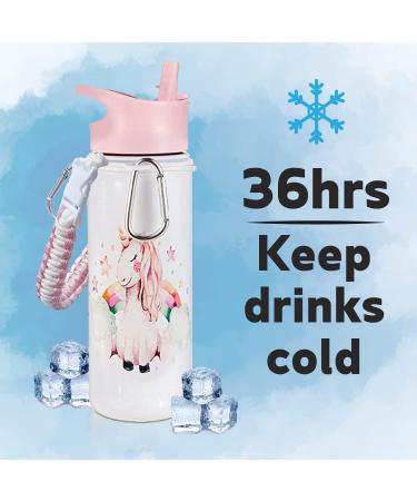 18oz Unicorn Water Bottle - Leak Proof, 36 Hours Cold, Dishwasher Safe, Wide Mouth, Insulated Stainless Steel - Perfect Straw Bottle for Girls at School - Buy Online on SooperMarket.com