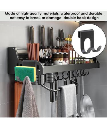 Self-Adhesive Razor Holder Shower - 5 PCs Multi-Purpose Hook Aluminum Bracket for Bathroom & Kitchen Organization - No Drilling Required Black - Buy Online on SooperMarket.com